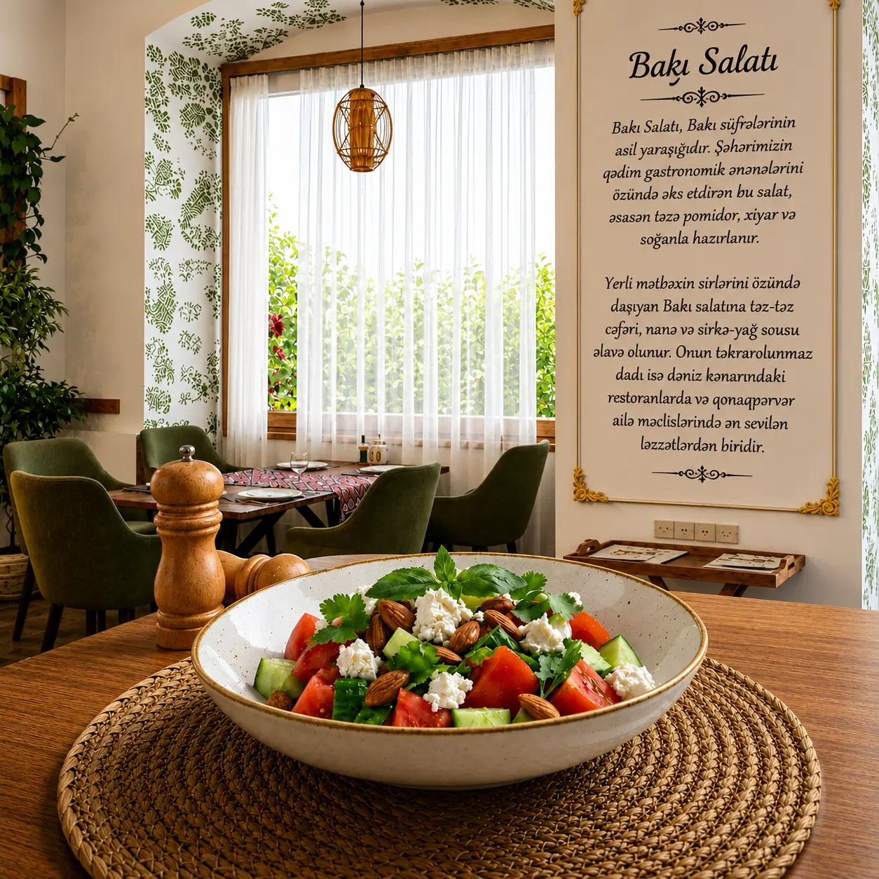 Keçi pendirli Bakı salatı
